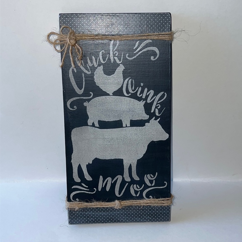 Click oink moo handmade wood sign